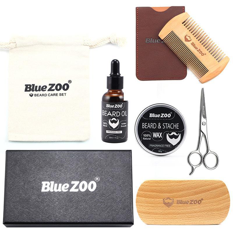 Blue ZOO 100% Natural Organic Beard Grooming Kit - UK Stock - The Face Method