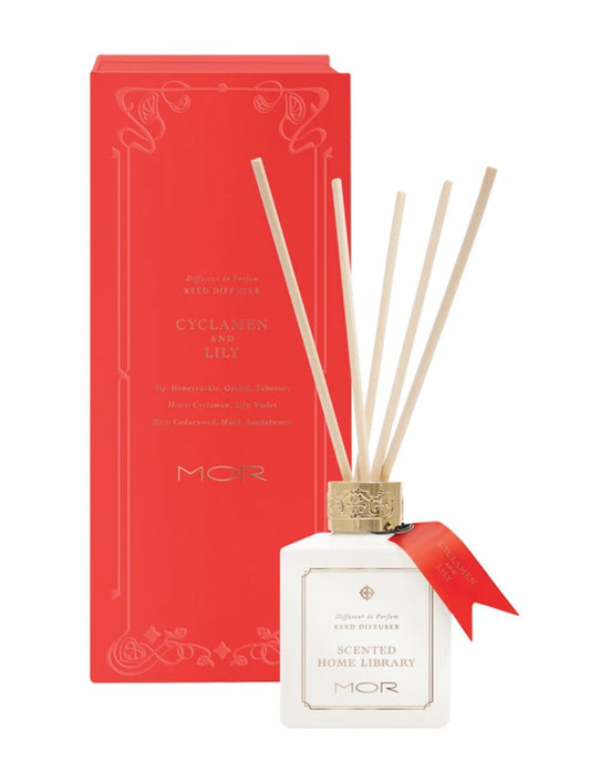 MOR Cyclamen and Lily Scented Home Library Reed Diffuser 180ml - The Face Method